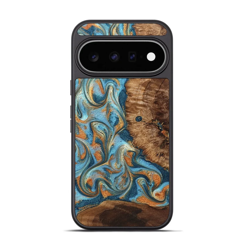 Pixel 11 Pro Wood Phone Case - Colter (Teal & Gold, 829707)