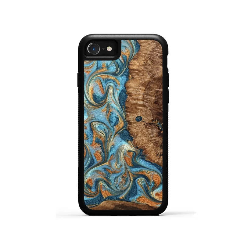 iPhone SE Wood Phone Case - Colter (Teal & Gold, 829707)