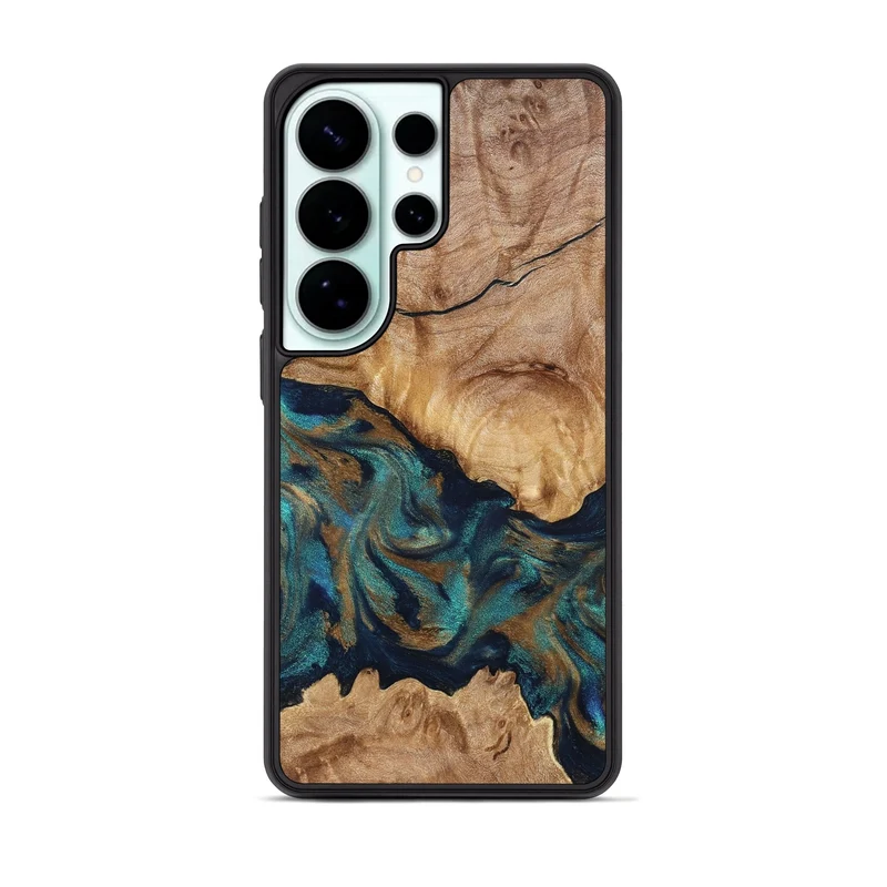 Galaxy S26 Ultra Wood Phone Case - Makaila (Teal & Gold, 829711)