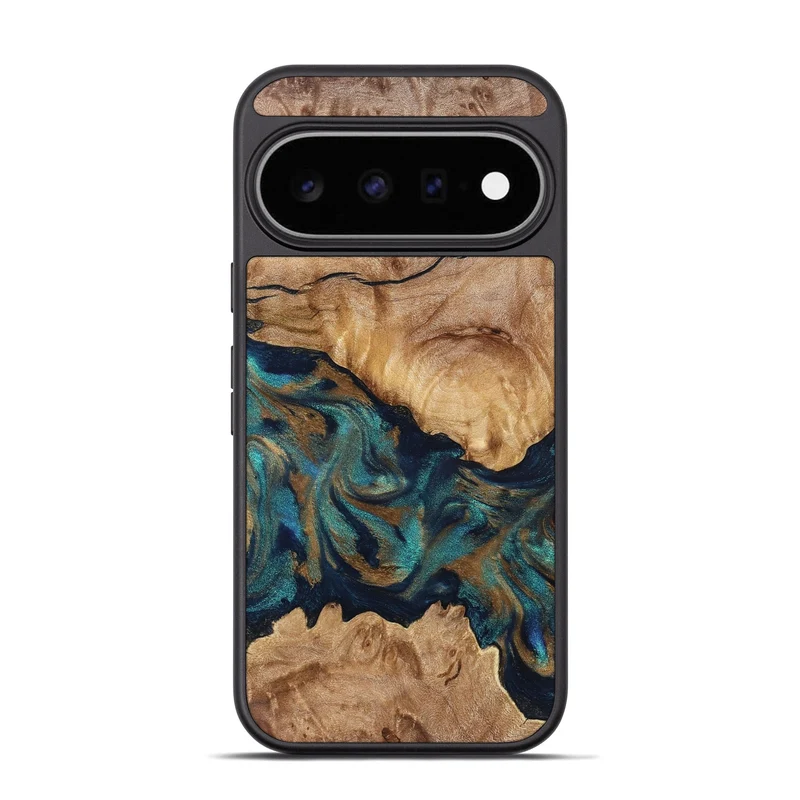 Pixel 11 Pro Wood Phone Case - Makaila (Teal & Gold, 829711)
