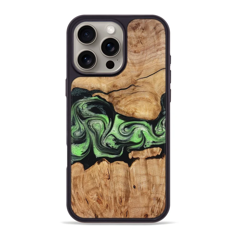 iPhone 16 Pro Max Wood Phone Case - Kyree (Green, 829701)
