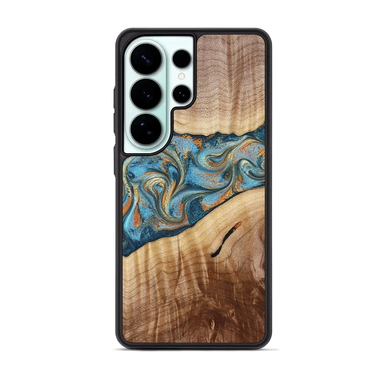Galaxy S26 Ultra Wood Phone Case - Tyrese (Teal & Gold, 829704)