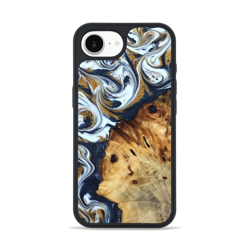 iPhone 16e Wood Phone Case - Karyn (Teal & Gold, 829706)