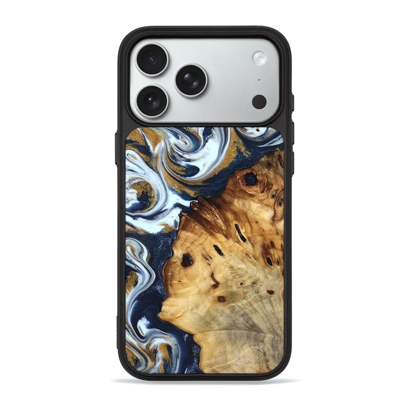 iPhone 18 Pro Max Wood Phone Case - Karyn (Teal & Gold, 829706)