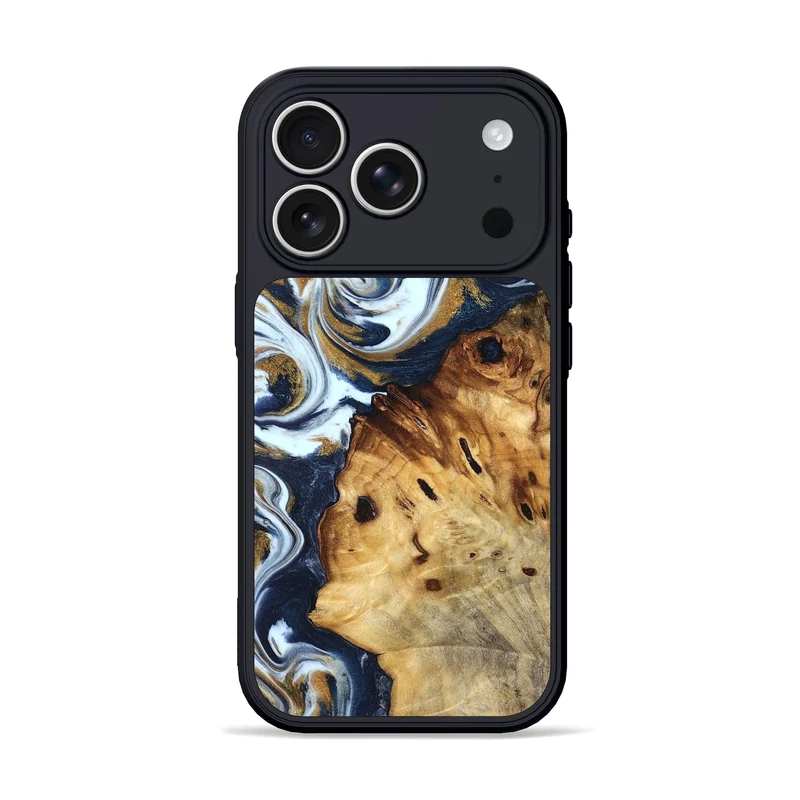 iPhone 17 Pro Wood Phone Case - Karyn (Teal & Gold, 829706)