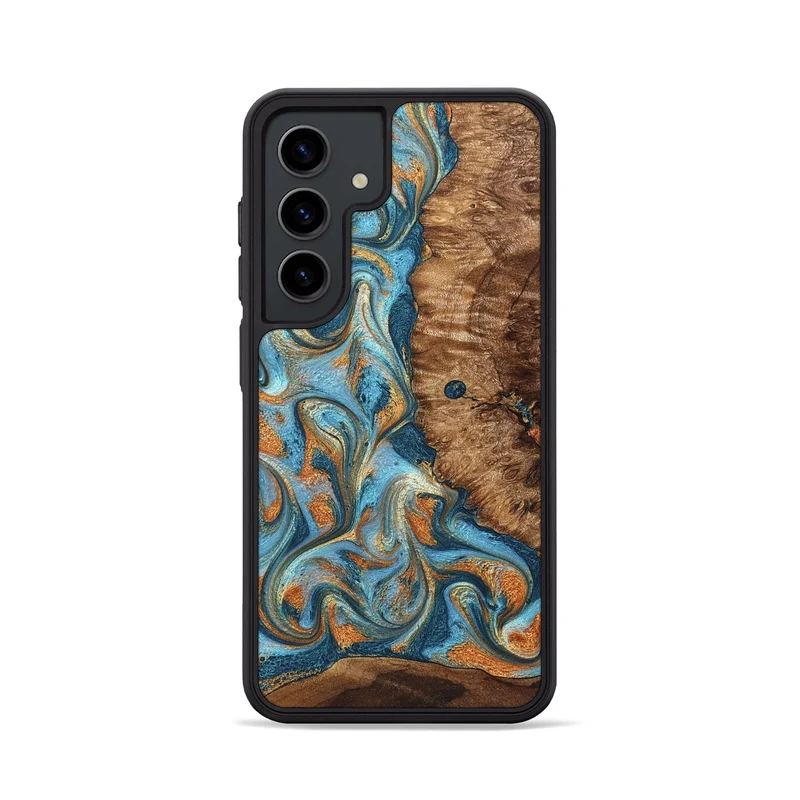 Galaxy S24 Wood Phone Case - Colter (Teal & Gold, 829707)