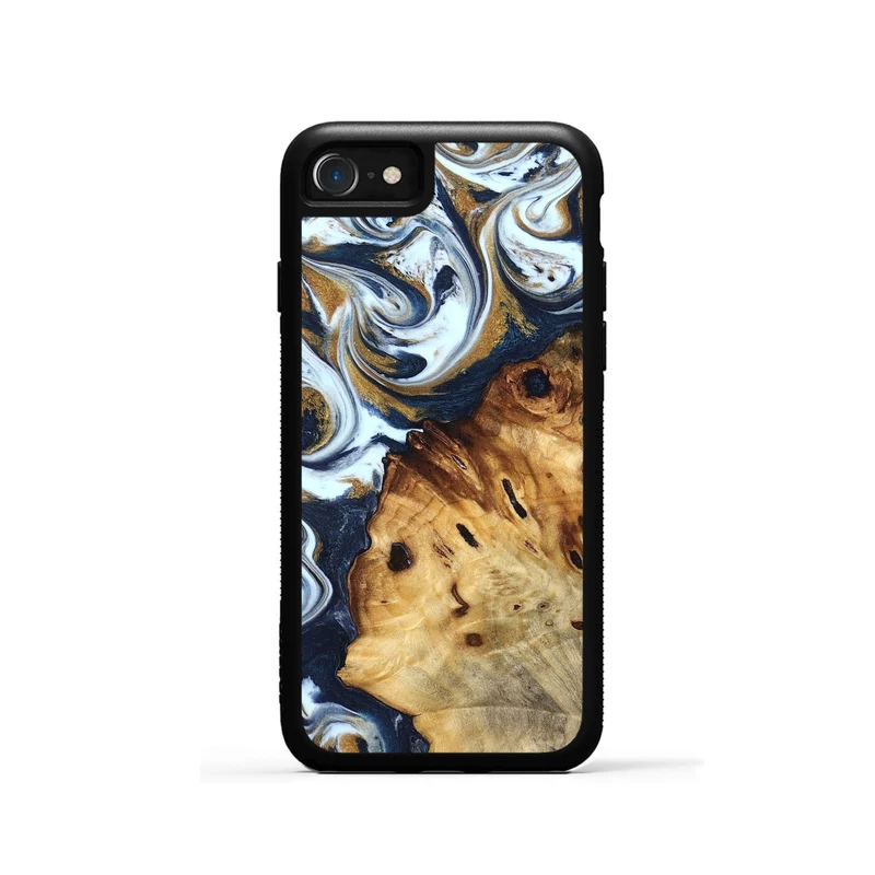 iPhone SE Wood Phone Case - Karyn (Teal & Gold, 829706)