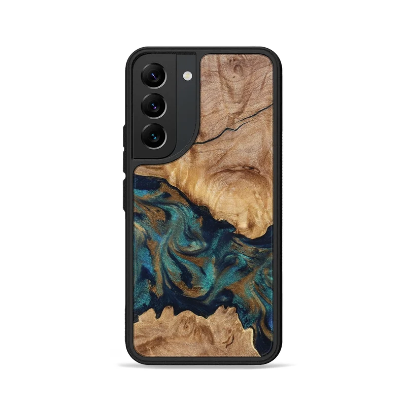 Galaxy S22 Wood Phone Case - Makaila (Teal & Gold, 829711)