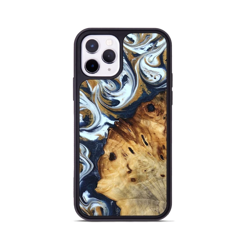 iPhone 11 Pro Wood Phone Case - Karyn (Teal & Gold, 829706)