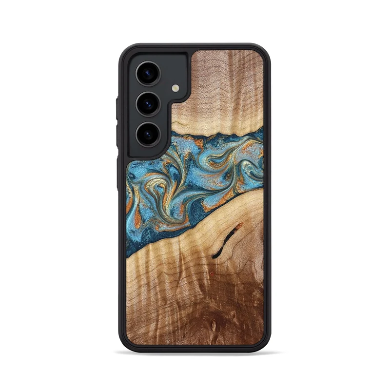 Galaxy S24 Wood Phone Case - Tyrese (Teal & Gold, 829704)