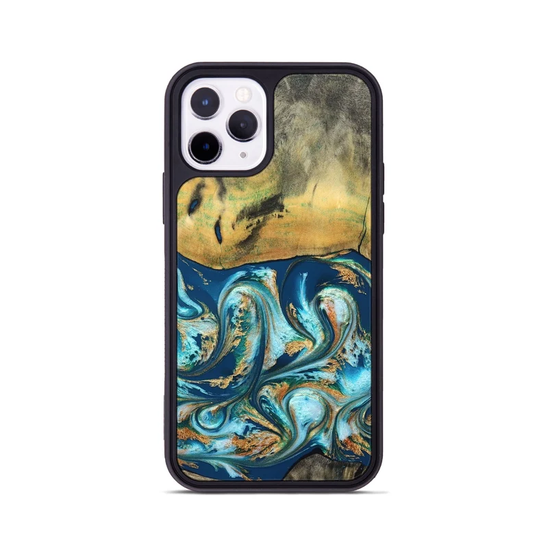 iPhone 11 Pro Wood Phone Case - Lucius (Teal & Gold, 829708)