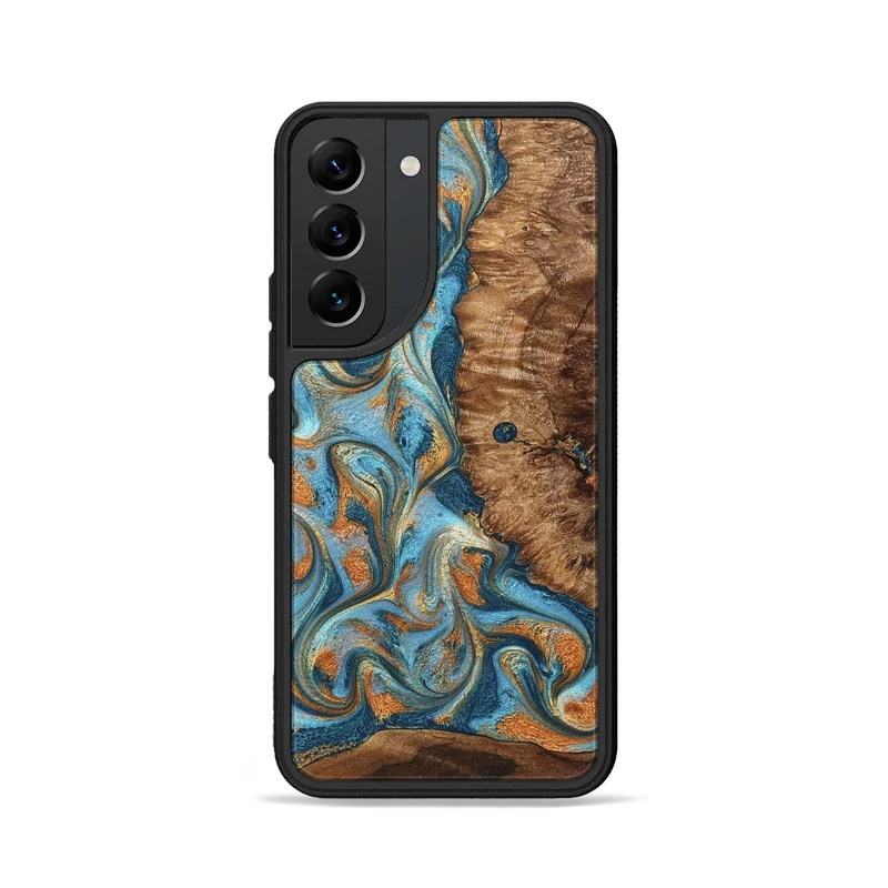 Galaxy S22 Wood Phone Case - Colter (Teal & Gold, 829707)