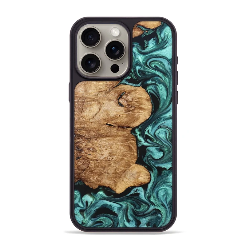iPhone 15 Pro Max Wood Phone Case - Kaeli (Green, 829696)