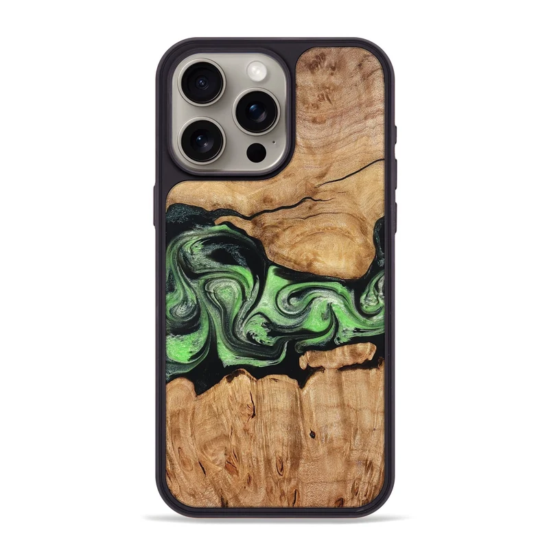 iPhone 15 Pro Max Wood Phone Case - Kyree (Green, 829701)