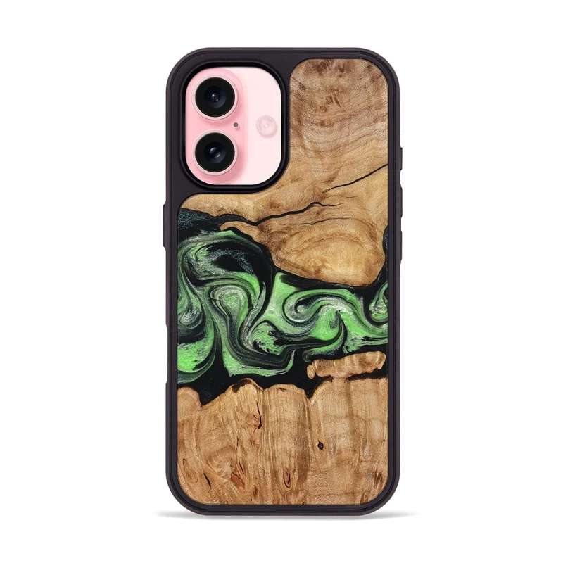 iPhone 16 Wood Phone Case - Kyree (Green, 829701)