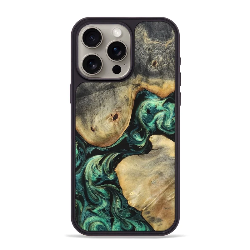 iPhone 15 Pro Max Wood Phone Case - Ariah (Green, 829700)