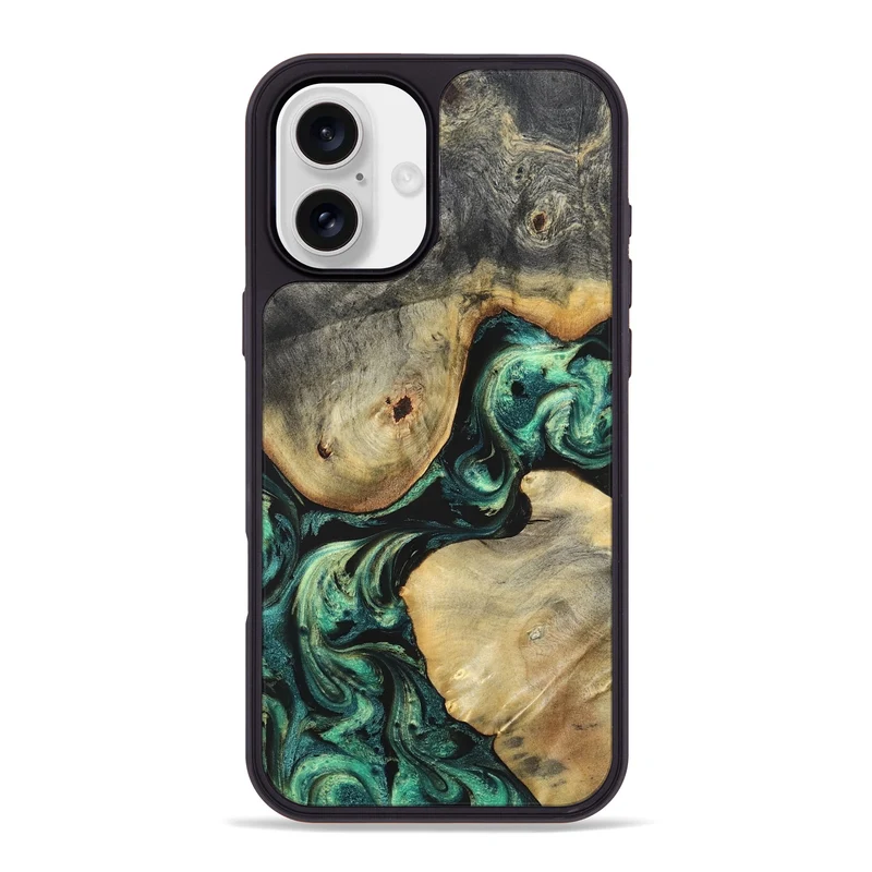 iPhone 16 Plus Wood Phone Case - Ariah (Green, 829700)