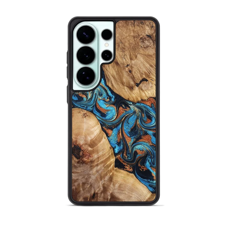 Galaxy S26 Ultra Wood Phone Case - Erna (Teal & Gold, 829686)