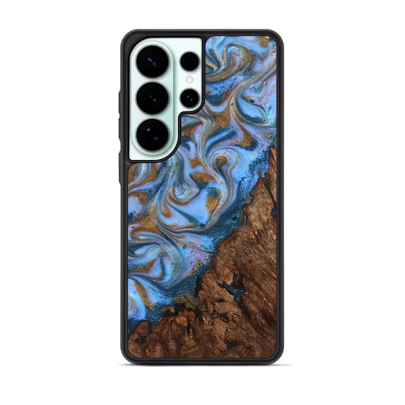 Galaxy S26 Ultra Wood Phone Case - Erastus (Teal & Gold, 829689)