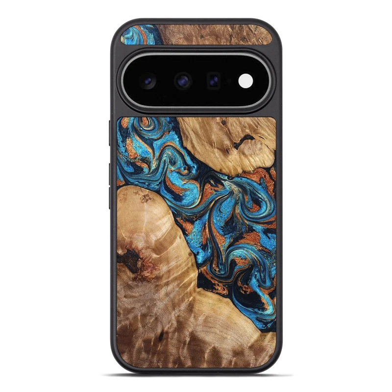 Pixel 11 Pro XL Wood Phone Case - Erna (Teal & Gold, 829686)