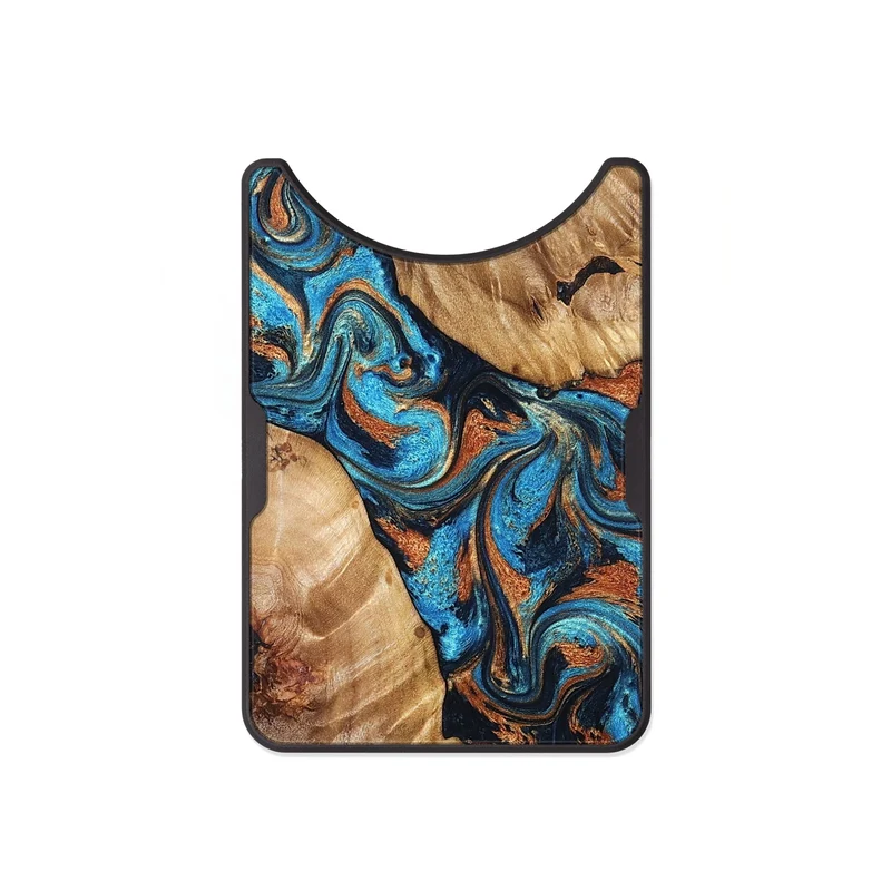 Alloy Wood Wallet - Erna (Teal & Gold, 829686)