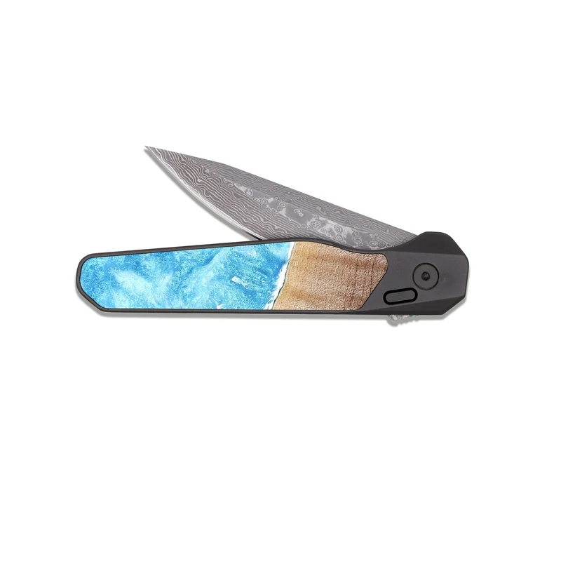 EDC Dark Damascus Wood Pocket Knife - Elenora (Coastal, 829651)