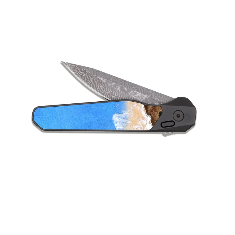 EDC Dark Damascus Wood Pocket Knife - Lavar (Coastal, 829649)