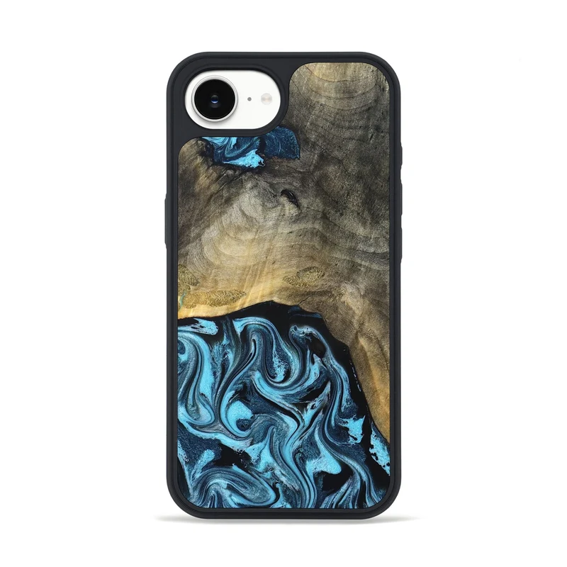 iPhone 16e Wood Phone Case - Izael (Blue, 829669)