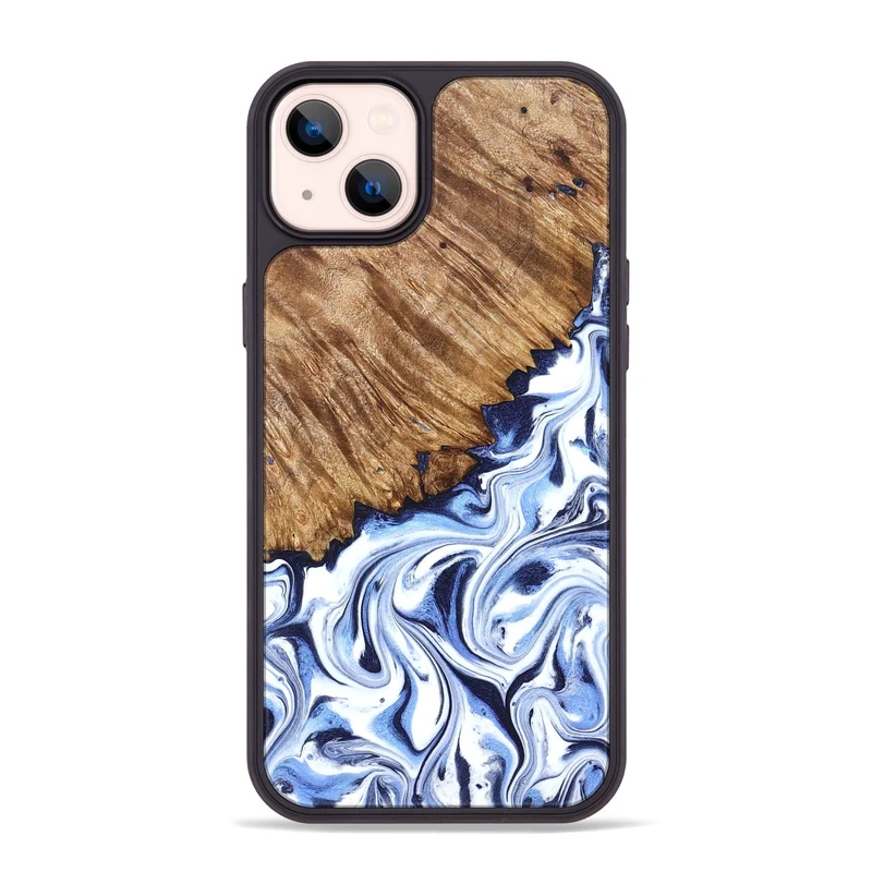iPhone 14 Plus Wood Phone Case - Gerardo (Blue, 829664)