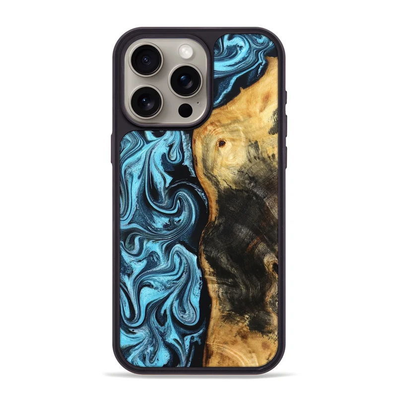 iPhone 15 Pro Max Wood Phone Case - Queenie (Blue, 829662)