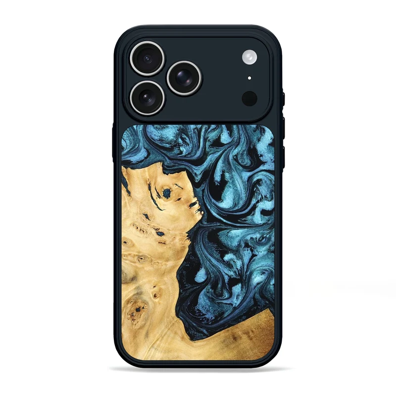 iPhone 17 Pro Max Wood Phone Case - Davion (Blue, 829671)