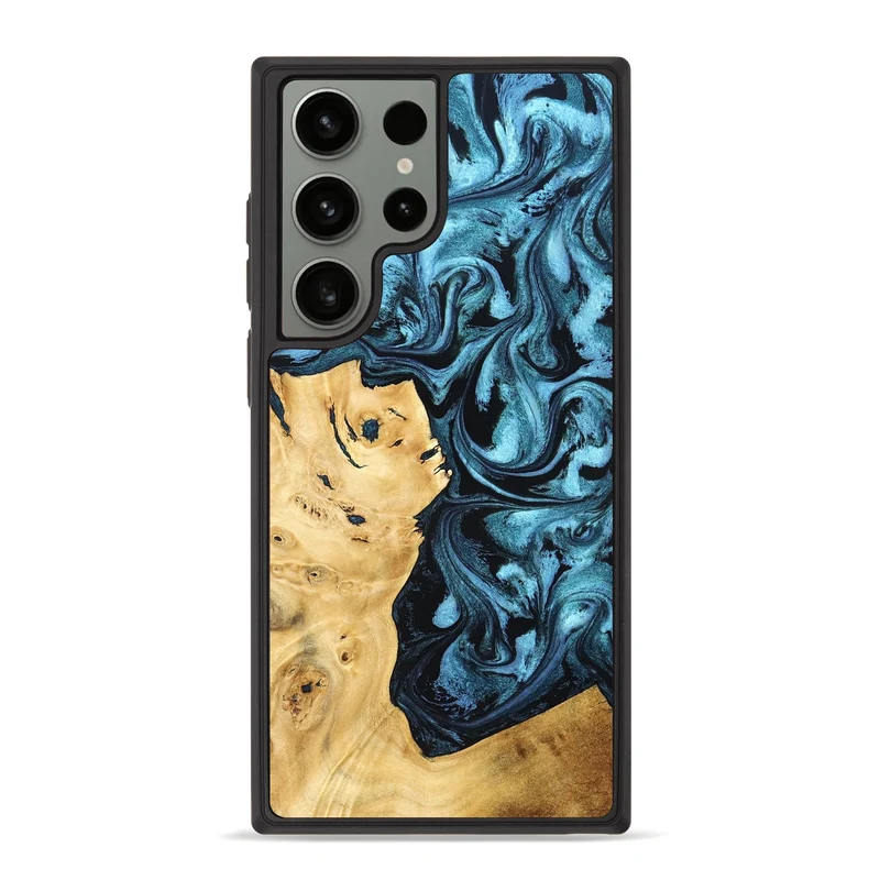 Galaxy S23 Ultra Wood Phone Case - Davion (Blue, 829671)