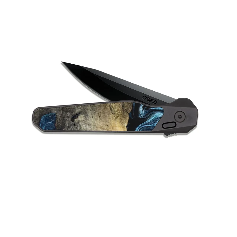 EDC Dark Slate Wood Pocket Knife - Izael (Blue, 829669)