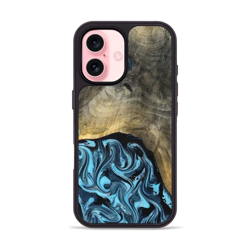 iPhone 16 Wood Phone Case - Izael (Blue, 829669)