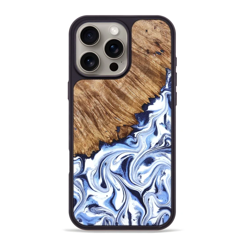 iPhone 16 Pro Max Wood Phone Case - Gerardo (Blue, 829664)