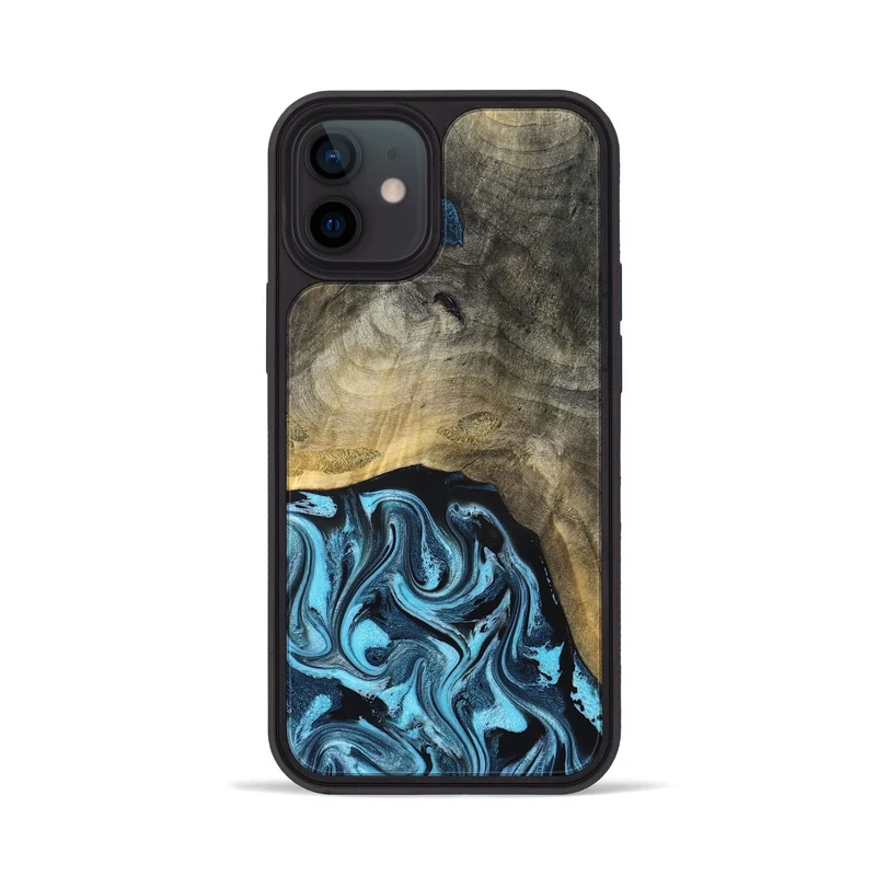 iPhone 12 Wood Phone Case - Izael (Blue, 829669)
