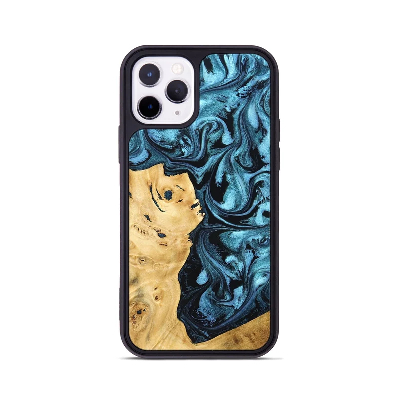 iPhone 11 Pro Wood Phone Case - Davion (Blue, 829671)