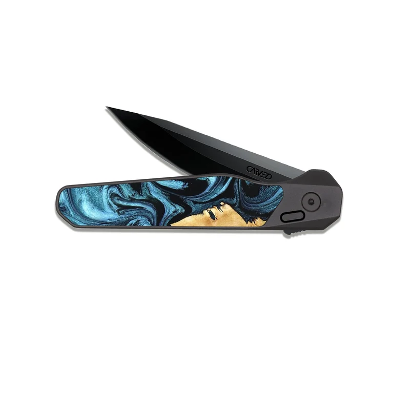 EDC Dark Slate Wood Pocket Knife - Davion (Blue, 829671)