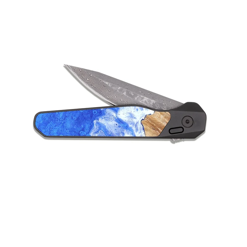 EDC Dark Damascus Wood Pocket Knife - Carlene (Coastal, 829648)