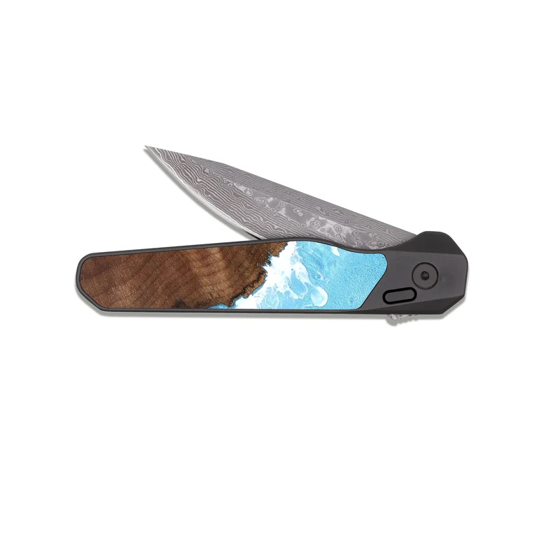 EDC Dark Damascus Wood Pocket Knife - Novalee (Coastal, 829647)