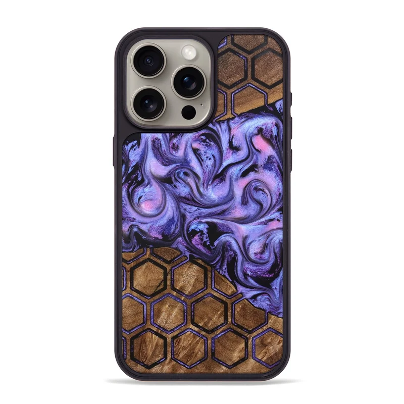 iPhone 15 Pro Max Wood Phone Case - Golden (Pattern, 829676)