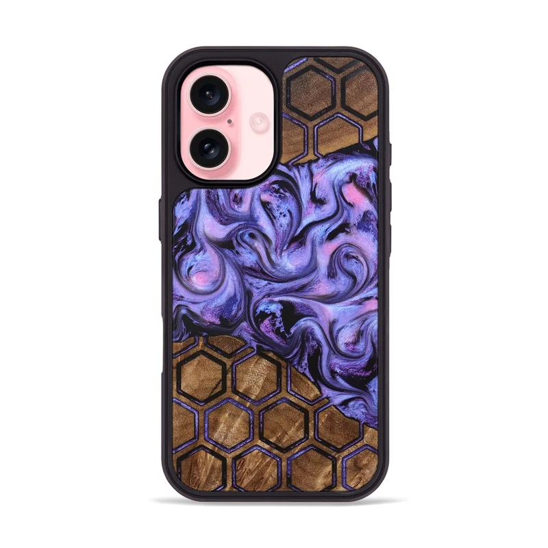 iPhone 16 Wood Phone Case - Golden (Pattern, 829676)