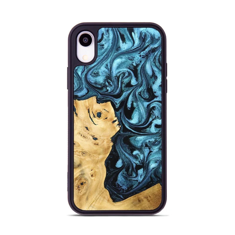 iPhone Xr Wood Phone Case - Davion (Blue, 829671)