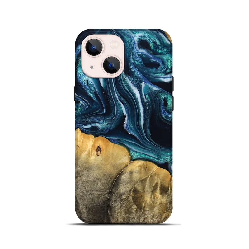 iPhone 13 mini Wood Live Edge Phone Case - Trish (Blue, 829467)