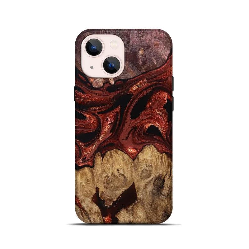 iPhone 13 mini Wood Live Edge Phone Case - Freyja (Red, 829456)