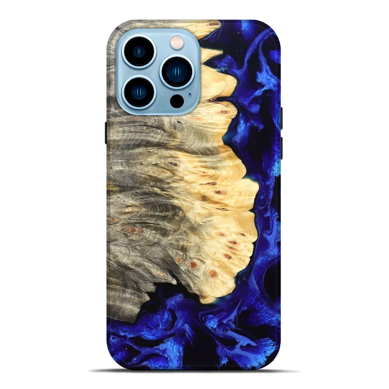 iPhone 14 Pro Max Wood Live Edge Phone Case - Gay (Blue, 829485)