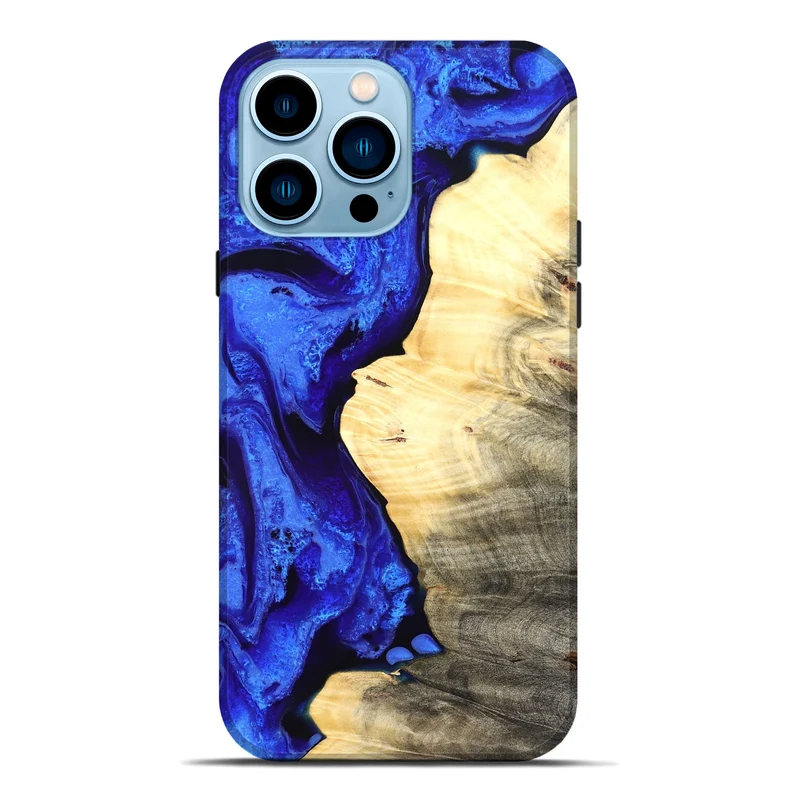 iPhone 14 Pro Max Wood Live Edge Phone Case - Carey (Blue, 829497)