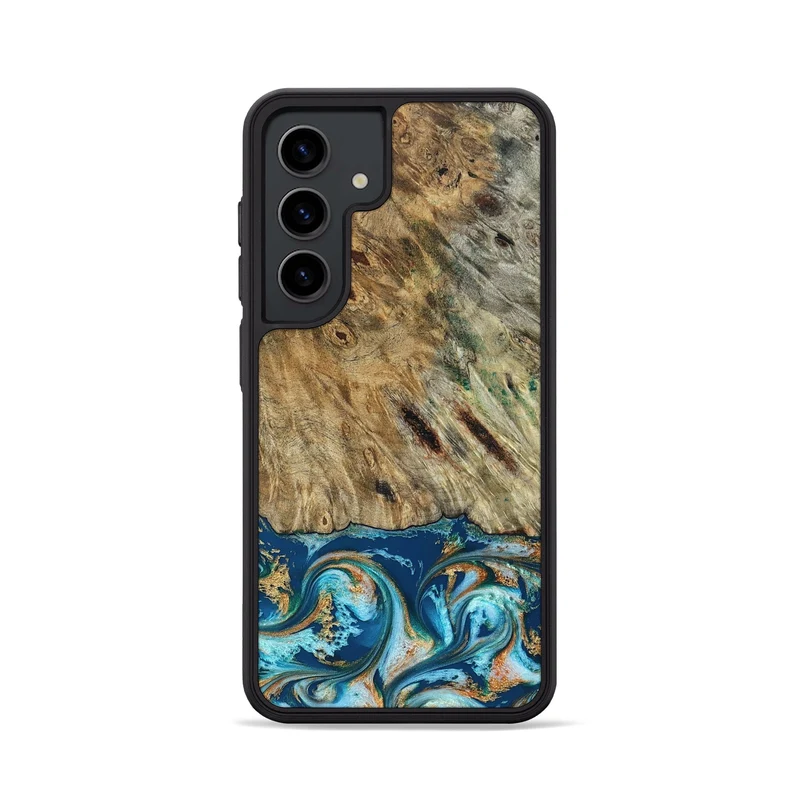 Galaxy S24 Wood Phone Case - Efrain (Teal & Gold, 829415)