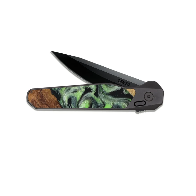 EDC Dark Slate Wood Pocket Knife - Roni (Green, 829396)