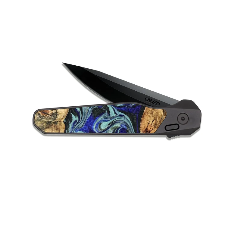 EDC Dark Slate Wood Pocket Knife - Ina (Blue, 829397)